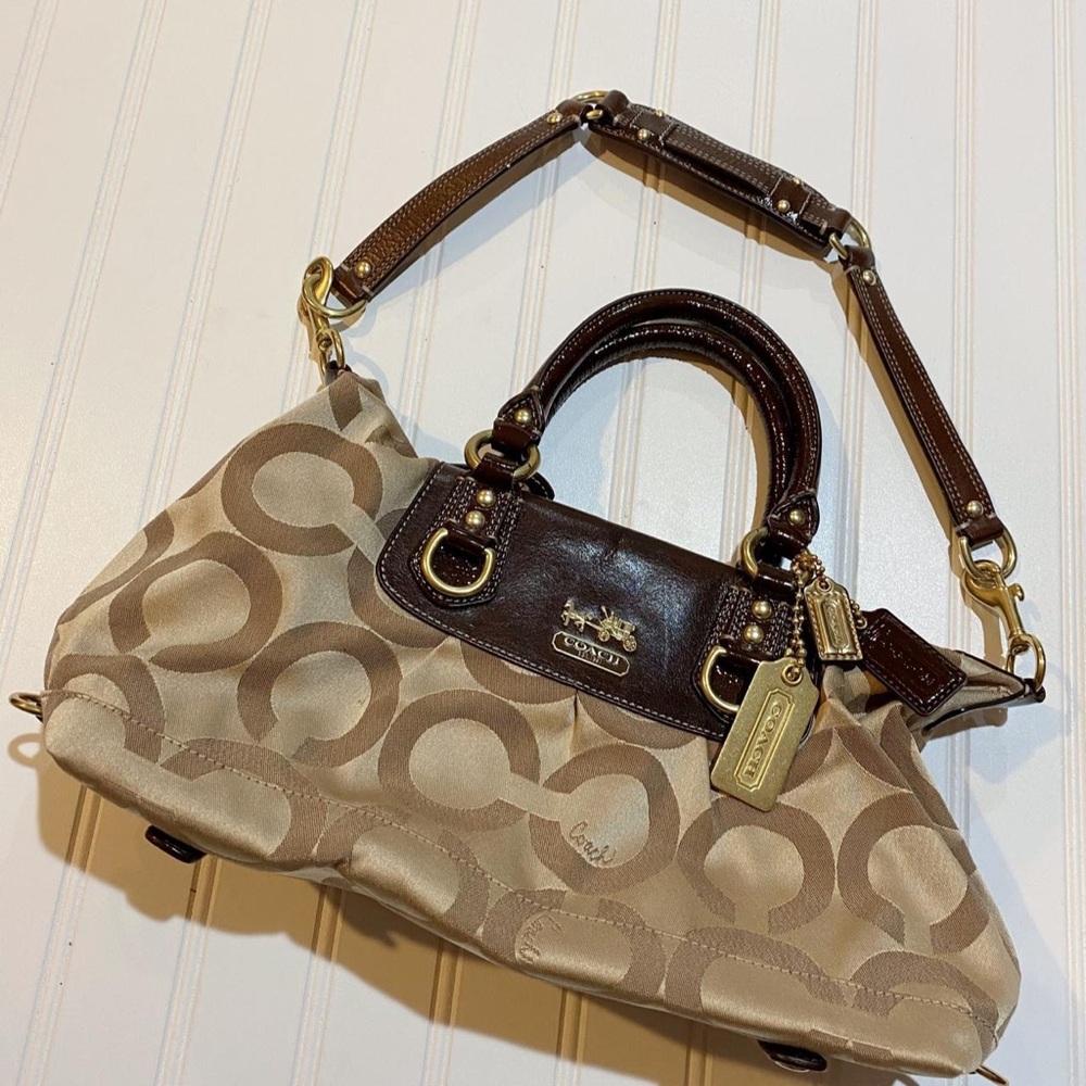Coach Brown and Cream Signature Handbag